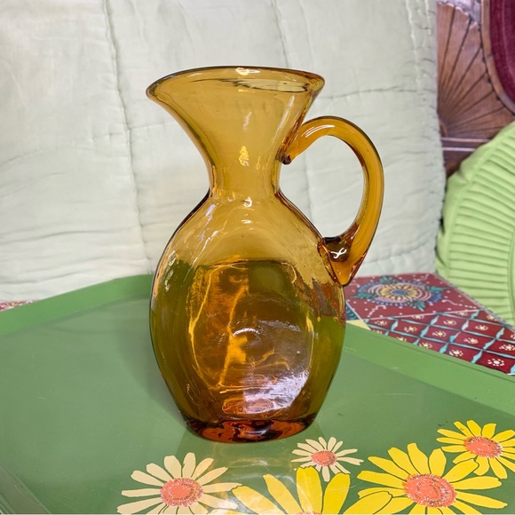 MCM Amber Glass Pitcher - Picture 2 of 9